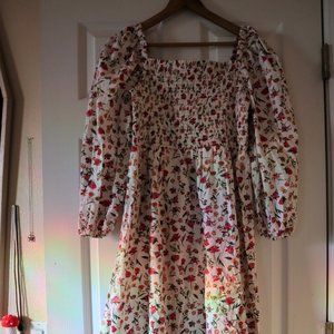 J. Crew White Floral Puff Sleeve Midi/Maxi Dress